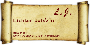 Lichter Jolán névjegykártya